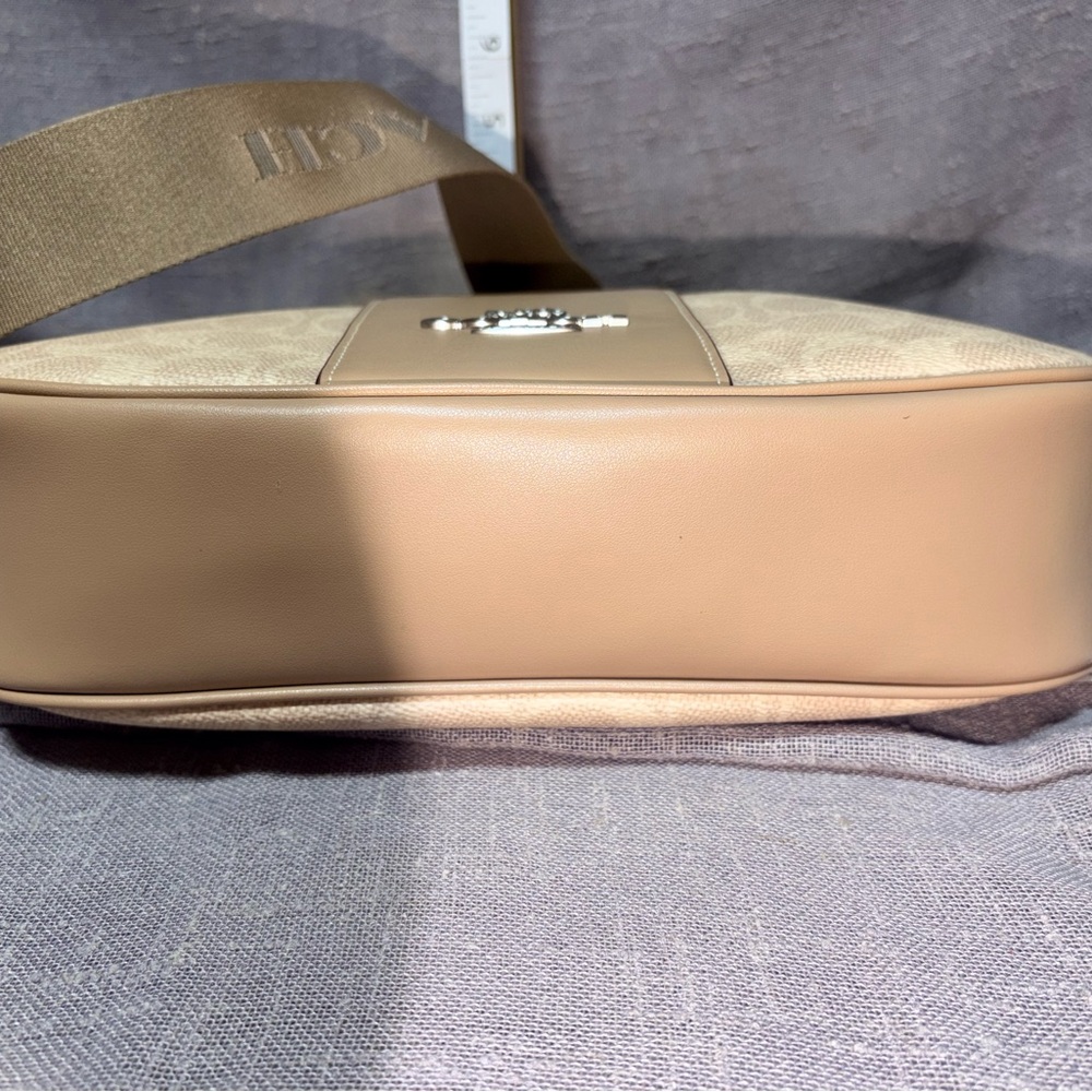 Coach Beige Signature Canvas Shoulder Bag with Logo Strap - Picture 5 of 5